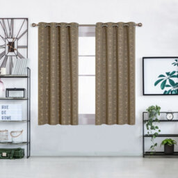 Deconovo Functional Energy Saving Curtains, Eyelet Curtains, Gold Diamond Printed Blackout Curtains, W52 X L54 Inch, Taupe, 1 Pair - thumbnail 2