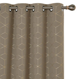 Deconovo Functional Energy Saving Curtains, Eyelet Curtains, Gold Diamond Printed Blackout Curtains, W52 X L54 Inch, Taupe, 1 Pair - thumbnail 1