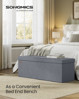 LEDREM Storage Ottoman, Foldable Storage Bench, 38 X 110 X 38 Cm, Flipping Lid, 300 Kg Load Capacity, For Hallway, Living Room, Bedroom - image 1