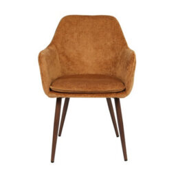 Muse - Accent Chair In Woven Yarn Fabric Upholstery  With Walnuteffect Leg Orange - thumbnail 3