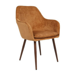 Muse - Accent Chair In Woven Yarn Fabric Upholstery  With Walnuteffect Leg Orange - thumbnail 4