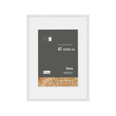 Nielsen Skava A2 White Wooden Picture Frame With A3 Mount, Float Glass And Push/turn Clips - image 1