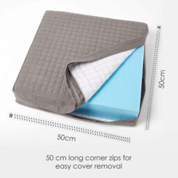 Homescapes Grey Quilted Cotton Armchair Booster Cushion Cover - thumbnail 3