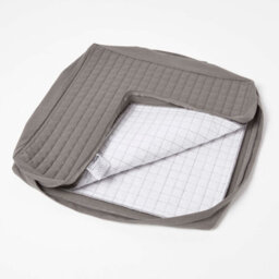 Homescapes Grey Quilted Cotton Armchair Booster Cushion Cover - thumbnail 1