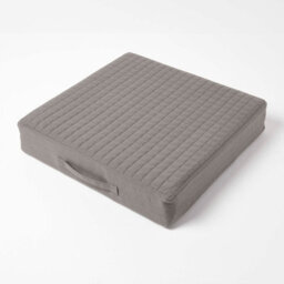 Homescapes Grey Quilted Cotton Armchair Booster Cushion Cover - thumbnail 4