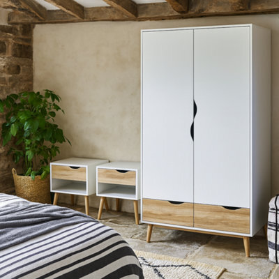 Wyld Haus Sapporo 3-Piece Bedroom Set White And Natural Oak Effect - image 1
