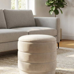 Garden Greatness Ivory Storage Ottoman Stool Reversible Tray Top - thumbnail 2
