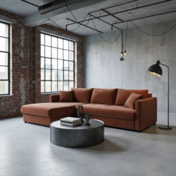 Orea Grey Fabric Corner Sofa Bed With Storage Profiled Cushions Stylish Multi Functional Sleeper For Living Room Brown Left - thumbnail 1