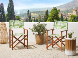 Beliani Set Of 2 Garden Chairs Cine Acacia Wood Light Green - thumbnail 2