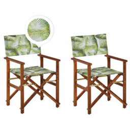 Beliani Set Of 2 Garden Chairs Cine Acacia Wood Light Green - thumbnail 1