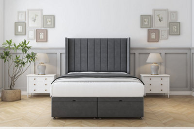 "Sloomy Falcon Armour Coniston Ottoman Bed Base With 54"" Wingback Headboard 6' Super King" - image 1