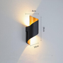 Modern Led Up Down Wall Light - 10W Ip65 Indoor/outdoor Sconce - Warm White Black+Gold Lamp For Garden, Corridor & Porch - thumbnail 1