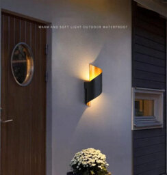 Modern Led Up Down Wall Light - 10W Ip65 Indoor/outdoor Sconce - Warm White Black+Gold Lamp For Garden, Corridor & Porch - thumbnail 4