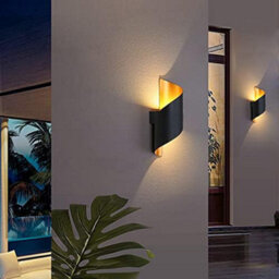 Modern Led Up Down Wall Light - 10W Ip65 Indoor/outdoor Sconce - Warm White Black+Gold Lamp For Garden, Corridor & Porch - thumbnail 3
