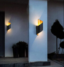 Modern Led Up Down Wall Light - 10W Ip65 Indoor/outdoor Sconce - Warm White Black+Gold Lamp For Garden, Corridor & Porch - thumbnail 5