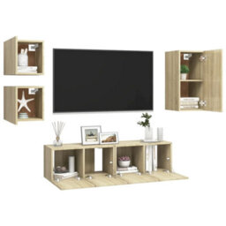 Berkfield 5 Piece Tv Cabinet Set Sonoma Oak Engineered Wood - thumbnail 3