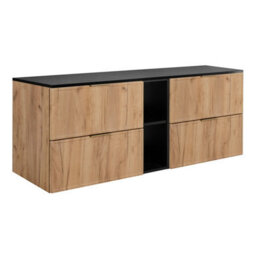 Heze Furniture Slim Modern 4 Drawer Bathroom Cabinet Vanity Unit With Extra Storage 140Cm With Worktop - Gold Craft Oak - thumbnail 2