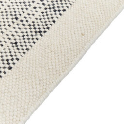 Wyld And Coco White And Black Wool-Cotton Rug 80 X 150 Cm - Handwoven Flatweave With Tassels - thumbnail 4