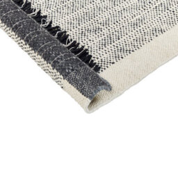 Wyld And Coco White And Black Wool-Cotton Rug 80 X 150 Cm - Handwoven Flatweave With Tassels - thumbnail 5