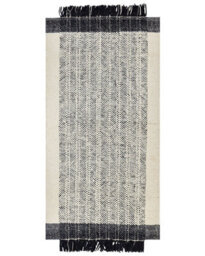 Wyld And Coco White And Black Wool-Cotton Rug 80 X 150 Cm - Handwoven Flatweave With Tassels - thumbnail 1