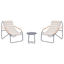 Beliani Garden Lounge Set With Table 2 Seater Pasto Metal Dark Grey - thumbnail 1