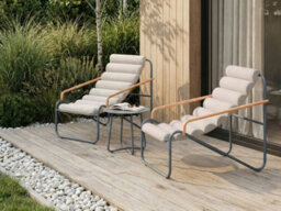 Beliani Garden Lounge Set With Table 2 Seater Pasto Metal Dark Grey - thumbnail 2