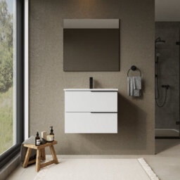 Banyetti Celtic 600mm Wall Hung Bathroom Vanity Unit With Athena Basin - Gloss White - thumbnail 1