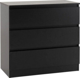 Seconique Malvern 3 Drawer Chest In Black Finish Recessed Handles - thumbnail 1