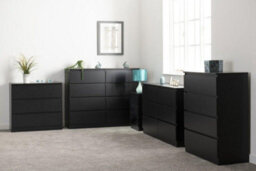 Seconique Malvern 3 Drawer Chest In Black Finish Recessed Handles - thumbnail 8