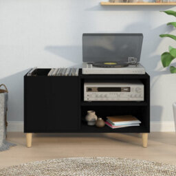 Berkfield Record Cabinet Black 84.5X38X48 Cm Engineered Wood - thumbnail 3