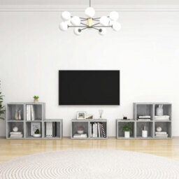 Berkfield Classic 8 Piece Tv Cabinet Set Concrete Grey Engineered Wood - thumbnail 2