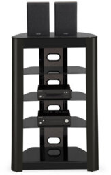 Homeology Zinnia 5-Tier Black Fascia With Black Glass Shelves Entertainment Media Audio Rack