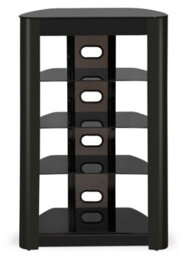 Homeology Zinnia 5-Tier Black Fascia With Black Glass Shelves Entertainment Media Audio Rack - thumbnail 5
