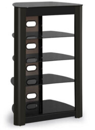 Homeology Zinnia 5-Tier Black Fascia With Black Glass Shelves Entertainment Media Audio Rack - thumbnail 4