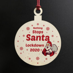 Red Ocean Funny Lockdown Christmas Bauble Wood Tree Decoration Quarantine Gift Keepsake - thumbnail 2