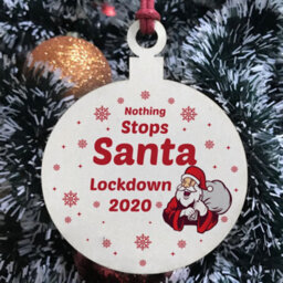 Red Ocean Funny Lockdown Christmas Bauble Wood Tree Decoration Quarantine Gift Keepsake - thumbnail 3