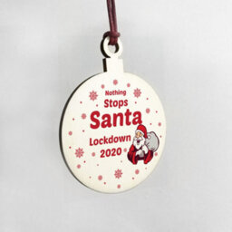 Red Ocean Funny Lockdown Christmas Bauble Wood Tree Decoration Quarantine Gift Keepsake - thumbnail 4