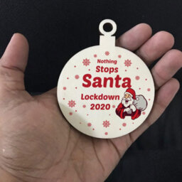 Red Ocean Funny Lockdown Christmas Bauble Wood Tree Decoration Quarantine Gift Keepsake - thumbnail 5