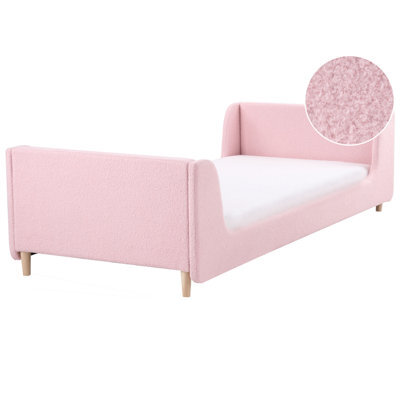 Beliani Kids Bed Boucle Laye 90 X 200 Cm (Eu Single) Pink - image 1