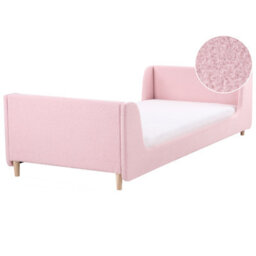 Beliani Kids Bed Boucle Laye 90 X 200 Cm (Eu Single) Pink - thumbnail 1