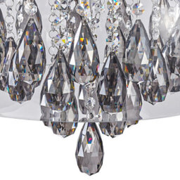 Harper Living Led 6 Light Crystal Pendant Light Chrome Finish, Contemporary Design, Smoked Crystals - thumbnail 5