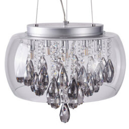 Harper Living Led 6 Light Crystal Pendant Light Chrome Finish, Contemporary Design, Smoked Crystals - thumbnail 3
