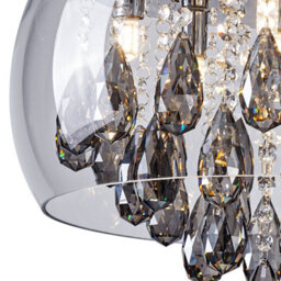 Harper Living Led 6 Light Crystal Pendant Light Chrome Finish, Contemporary Design, Smoked Crystals - thumbnail 4