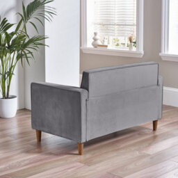 Furniturebox Uk Velvet Sofa - 'kit' 2 Seater Upholstered Grey Fabric Sofa - Vertical Stitching - Modern Living Room Furniture - thumbnail 3
