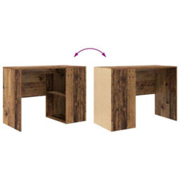 Berkfield Writing Desk Old Wood Engineered Wood Small Storage - thumbnail 8