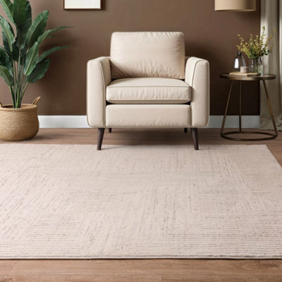 The Rug Edit Axel Scandi Grid Ivory Living Room Rug - 80X140Cm - image 1