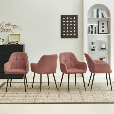 Sonara Ergonomic Dining Chairs Set Of 4 With Plush Chenille Upholstery And Metal Legs - image 1