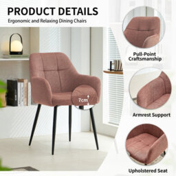 Sonara Ergonomic Dining Chairs Set Of 4 With Plush Chenille Upholstery And Metal Legs - thumbnail 5
