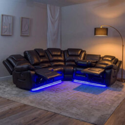 Furnishings For Less UK Oxbridge Black 5 Seater Electric Recliner Corner Sofa Led Usb Storage - thumbnail 6