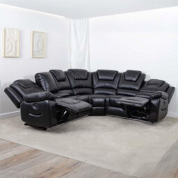 Furnishings For Less UK Oxbridge Black 5 Seater Electric Recliner Corner Sofa Led Usb Storage - thumbnail 4